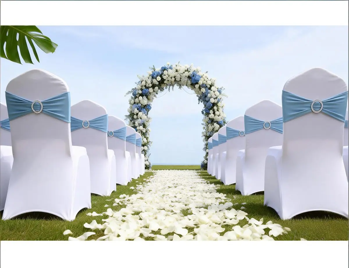 Gankar Baby Blue Chair Sashes 50 Pack | Stretchable Polyester Spandex Bands for Events - view 2