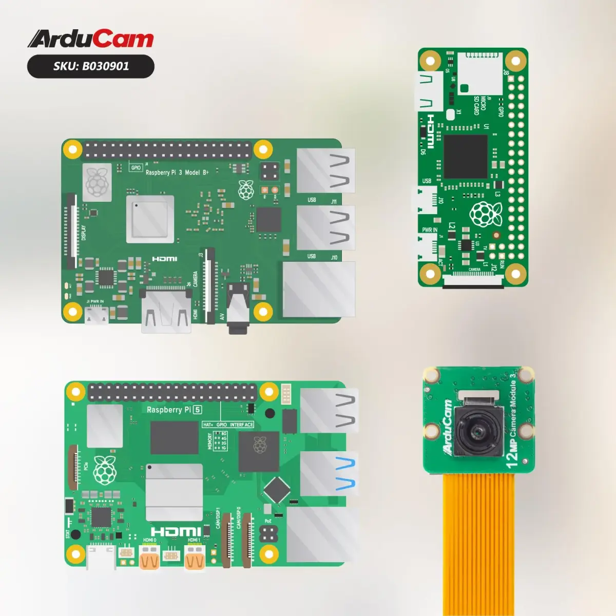 Arducam Raspberry Pi Camera Module 3 12MP IMX708 102° Wide Angle Fixed Focus HDR Camera | Compatible with Raspberry Pi 5, 4, 3, 2, Zero W - view 7
