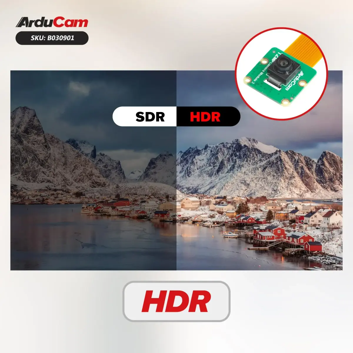 Arducam Raspberry Pi Camera Module 3 12MP IMX708 102° Wide Angle Fixed Focus HDR Camera | Compatible with Raspberry Pi 5, 4, 3, 2, Zero W - view 2