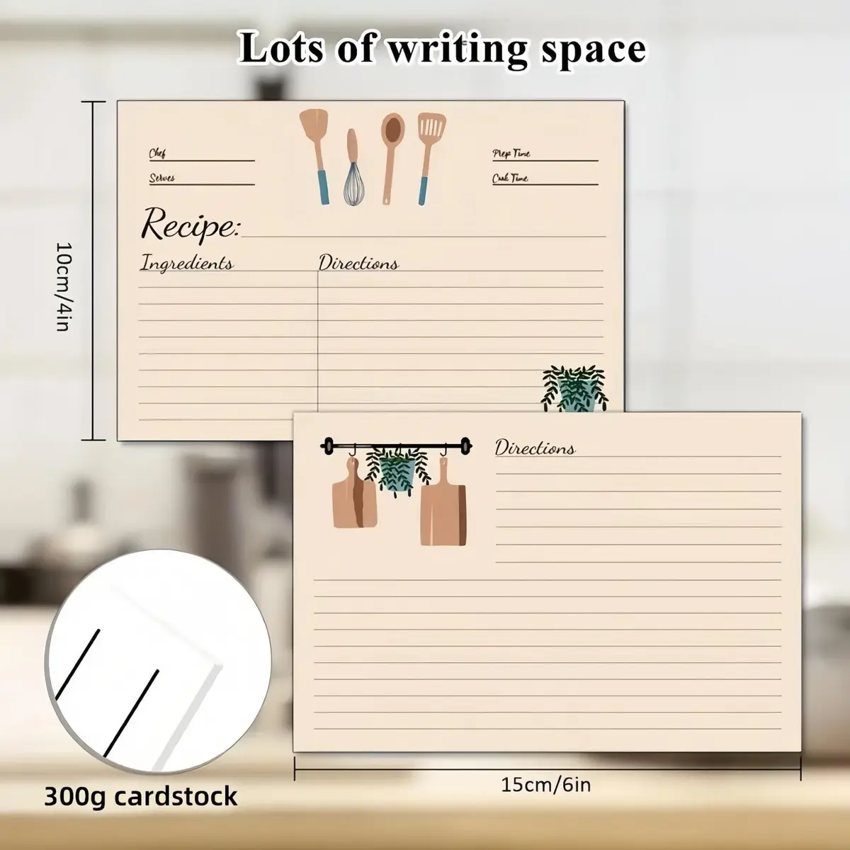 YOJO Recipe Cards,50 Count 4x6 | Minimalist Cardstock for Kitchen & Gifts - view 3
