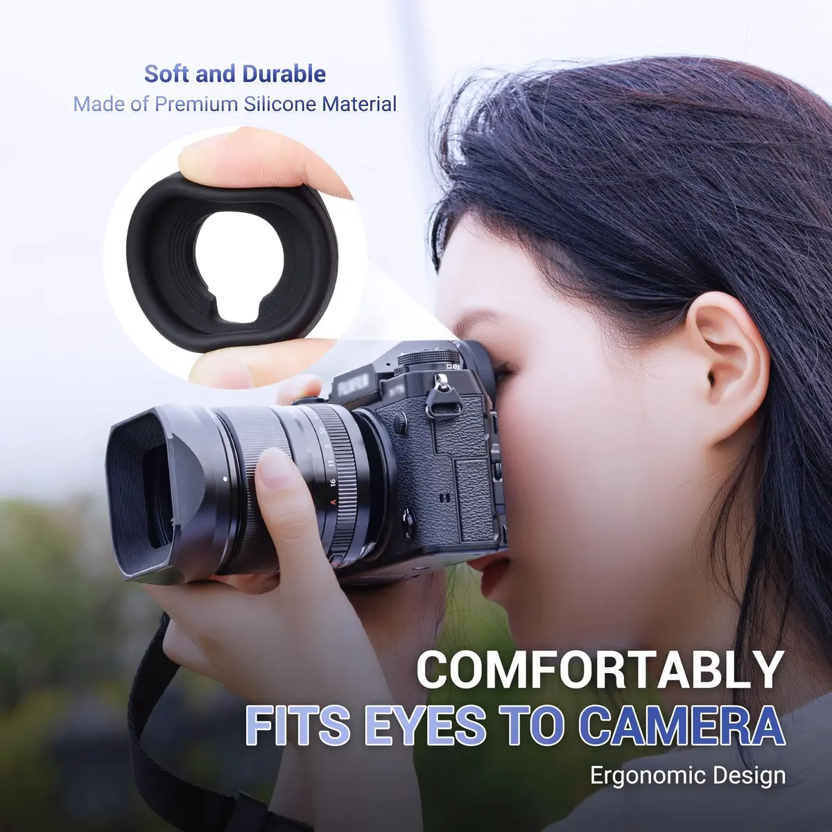 JJC Camera Viewfinder Eyepiece Eye Cup for Fuji GFX100 II & X-H2S | Soft Silicone, Replaces EC-GFX, Blocks Light, Impact-Resistant (70-120 chars) - view 4