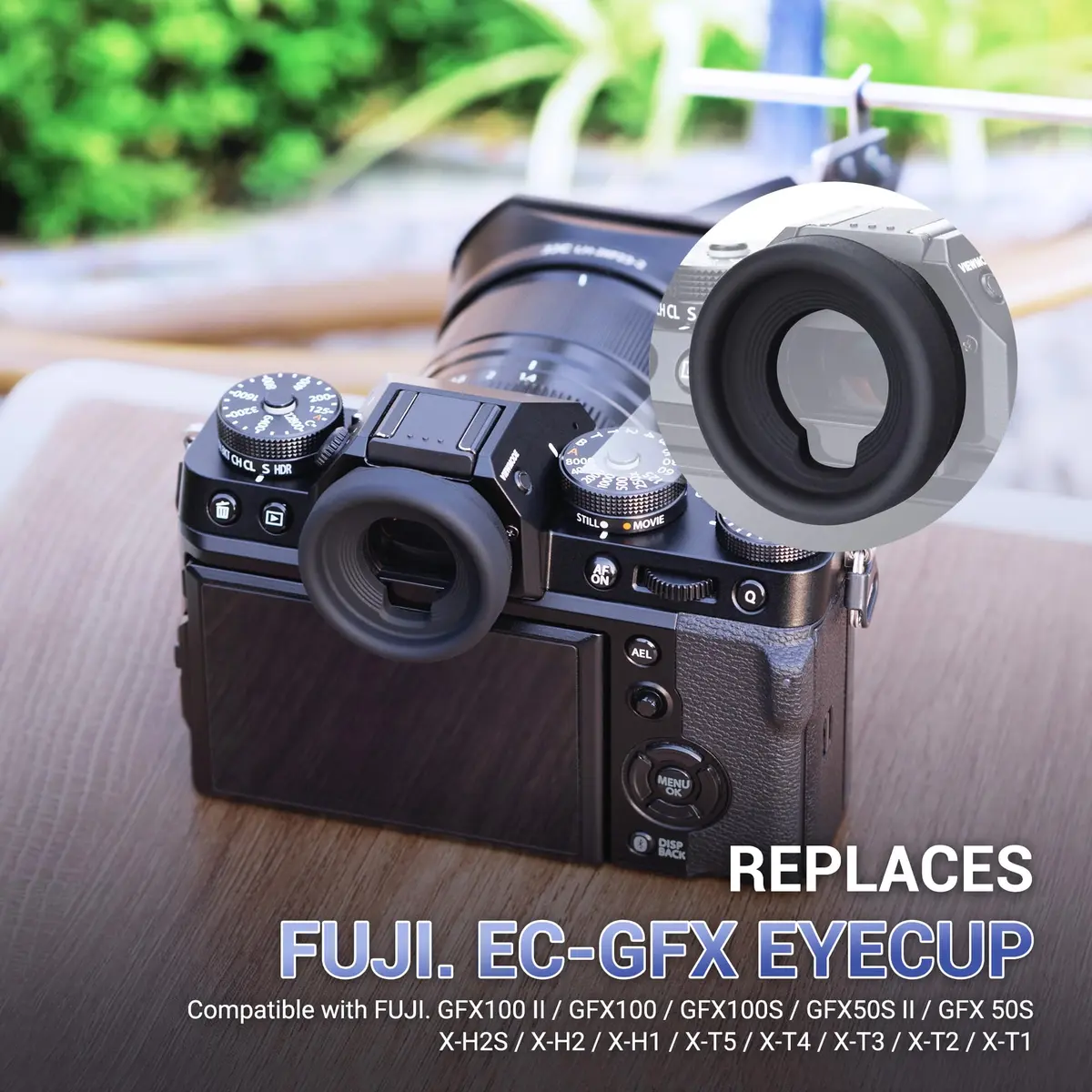 JJC Camera Viewfinder Eyepiece Eye Cup for Fuji GFX100 II & X-H2S | Soft Silicone, Replaces EC-GFX, Blocks Light, Impact-Resistant (70-120 chars) - view 2