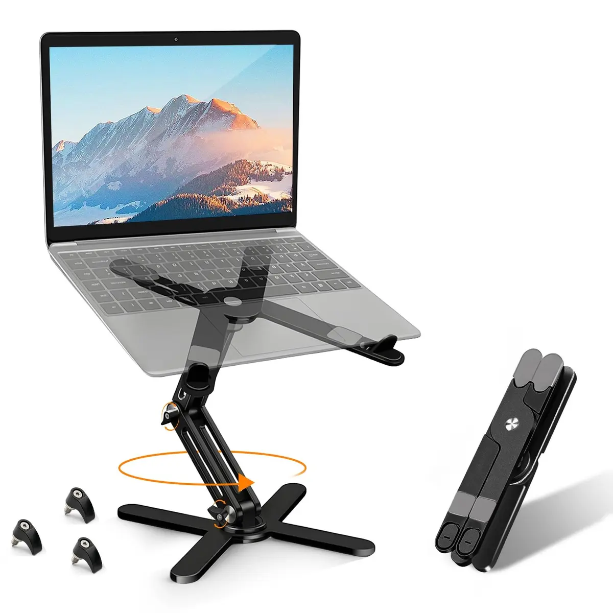 Moallia N86 360 Rotating Laptop Stand for Desk with Locking Knobs, Black 2.27 kg (5 lb) | Ergonomic Aluminum Riser for Collaborative Work - main product image