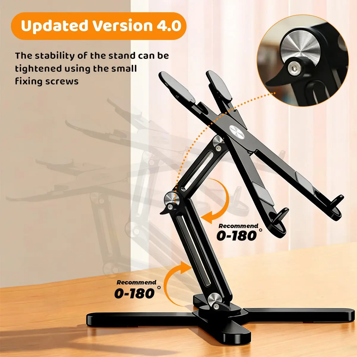Moallia N86 360 Rotating Laptop Stand for Desk with Locking Knobs, Black 2.27 kg (5 lb) | Ergonomic Aluminum Riser for Collaborative Work - view 2