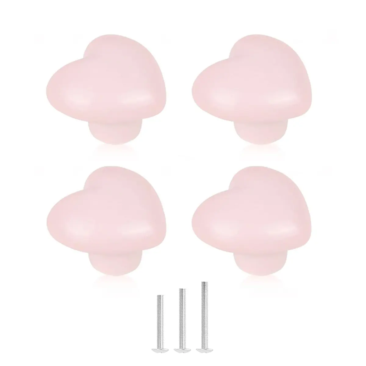 OctinPris Pink Heart Drawer Knobs 45mm (1.77 inch) | Set of 4 Ceramic Cabinet Pulls for Dressers & Furniture - main product image