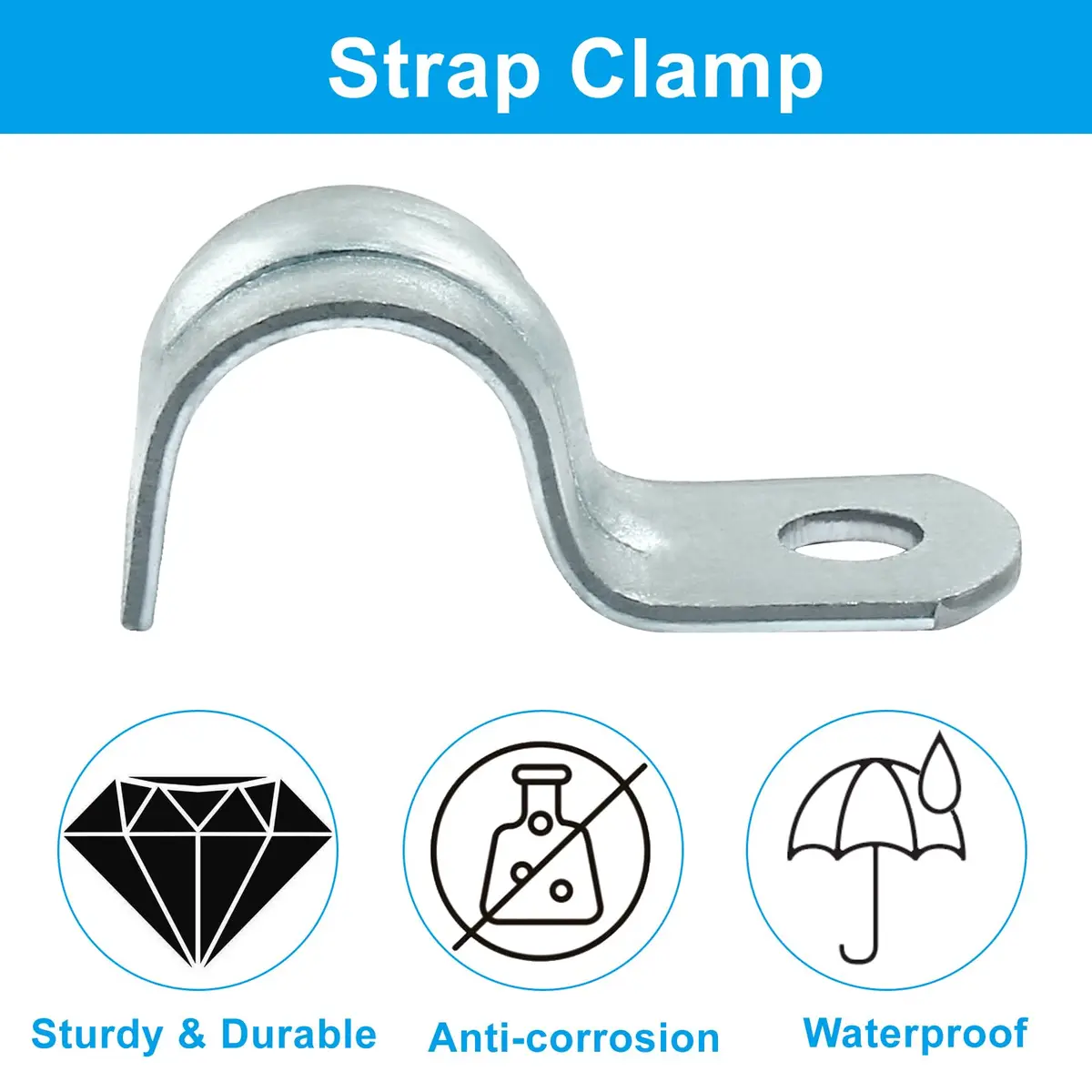 Biaungdo M12 1/2 Inch Rigid Pipe Strap, 30 Pcs, Zinc Plated Steel | Heavy Duty Conduit Clamp for Pipes & Cables - view 3