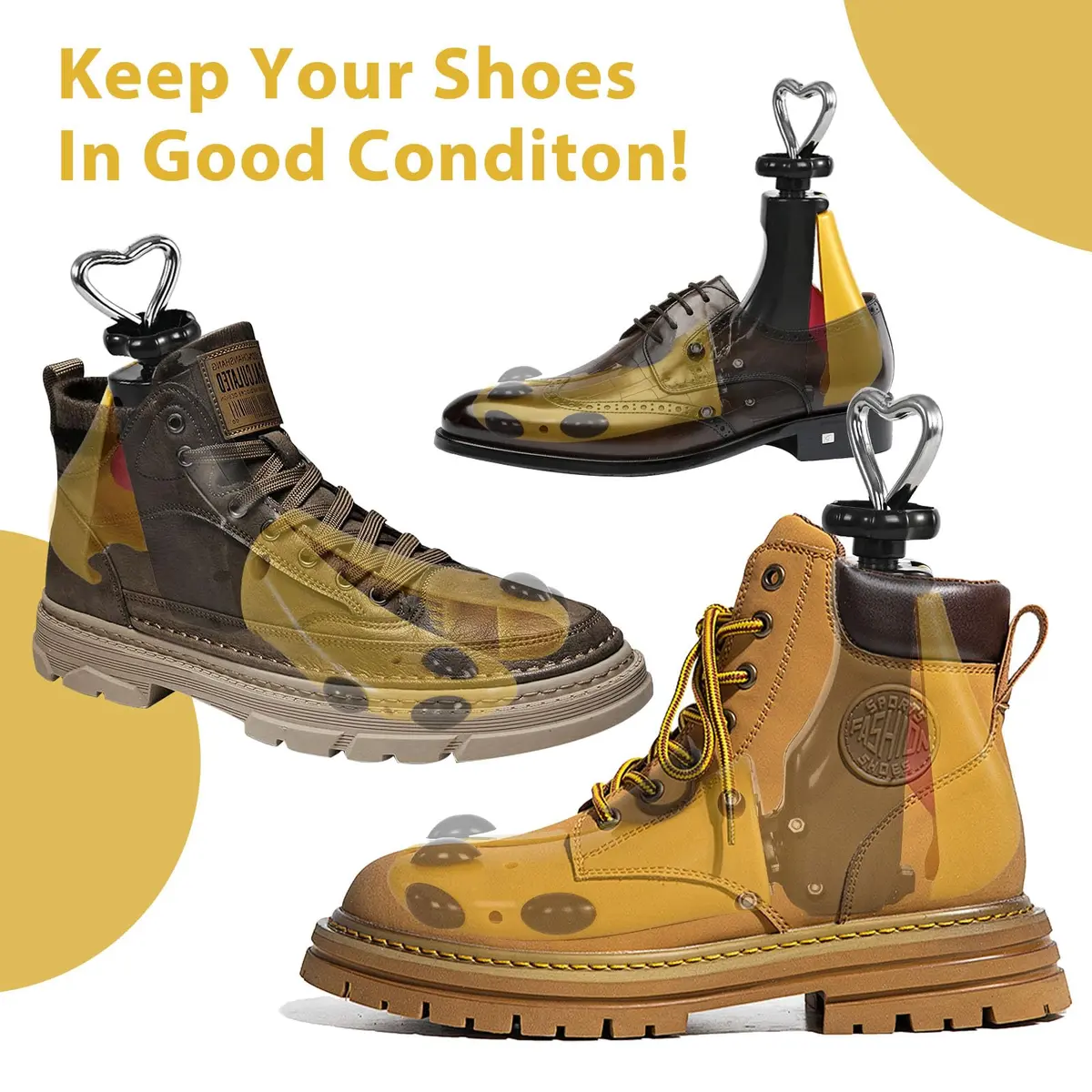 eachway Shoe Stretcher Women Men Adjustable Width Length for Wide Feet (L Men's 10-14) Yellow | Custom Fit Relief - view 5