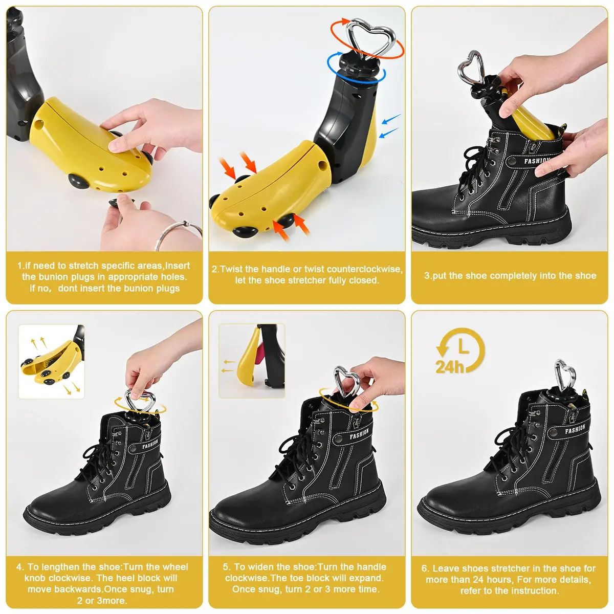 eachway Shoe Stretcher Women Men Adjustable Width Length for Wide Feet (L Men's 10-14) Yellow | Custom Fit Relief - view 3