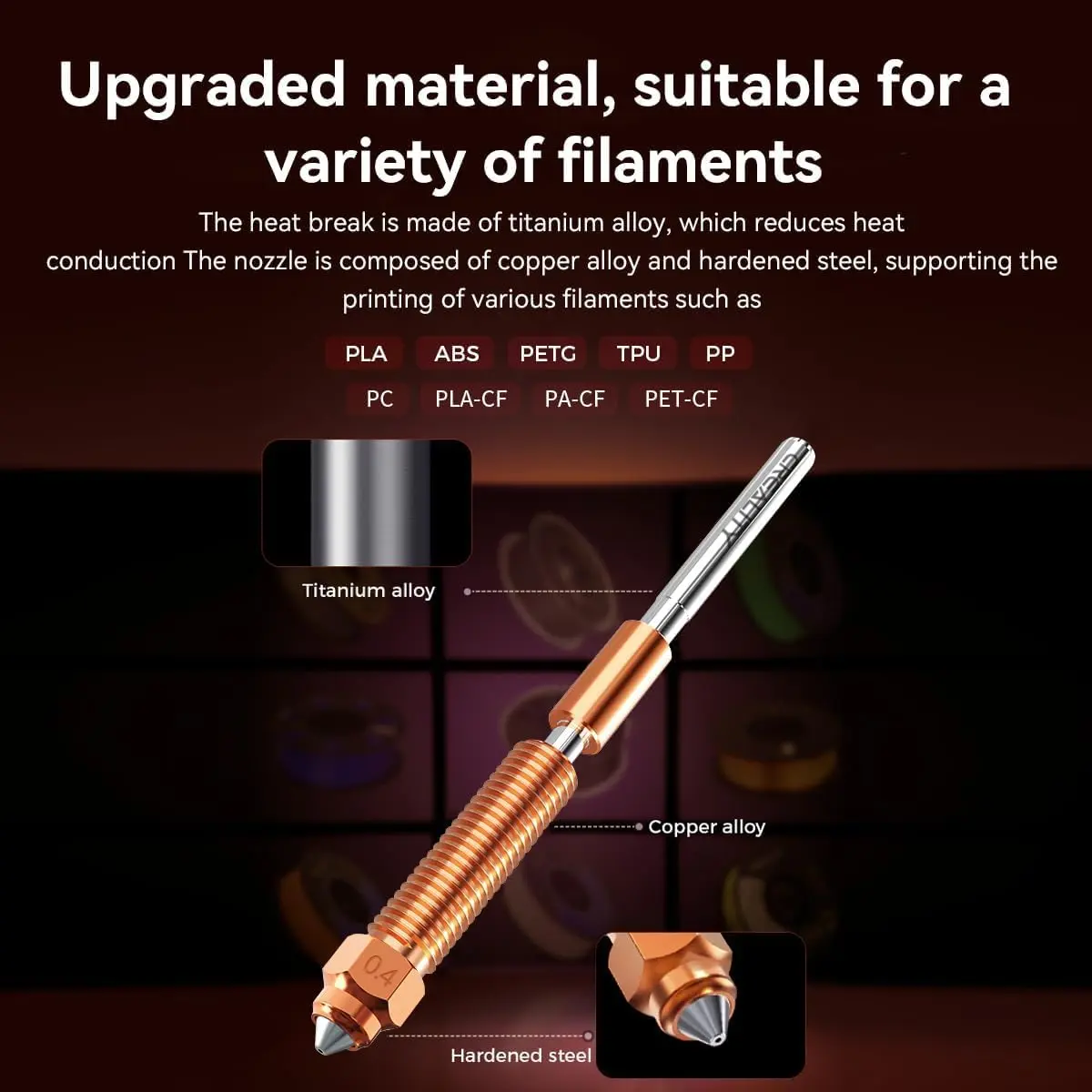Creality Ender 3 V3 Hotend Kit, Unicorn Quick Swap All Metal Integrated Nozzle, 60W Ceramic Heating Block, 300°C Max Temp - view 6