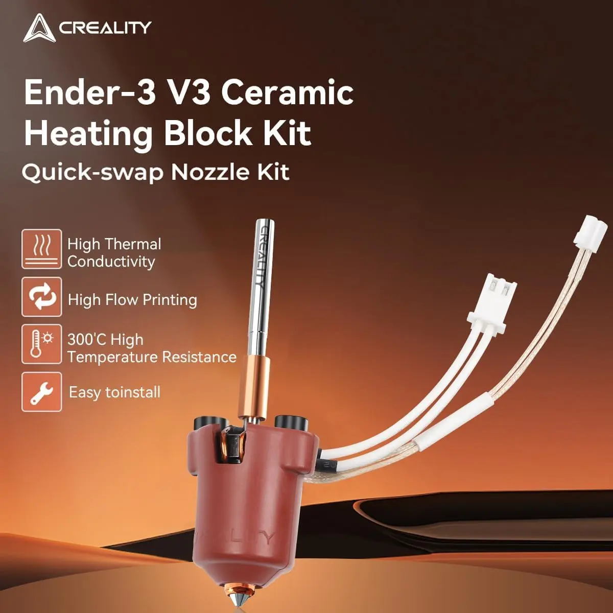 Creality Ender 3 V3 Hotend Kit, Unicorn Quick Swap All Metal Integrated Nozzle, 60W Ceramic Heating Block, 300°C Max Temp - view 2