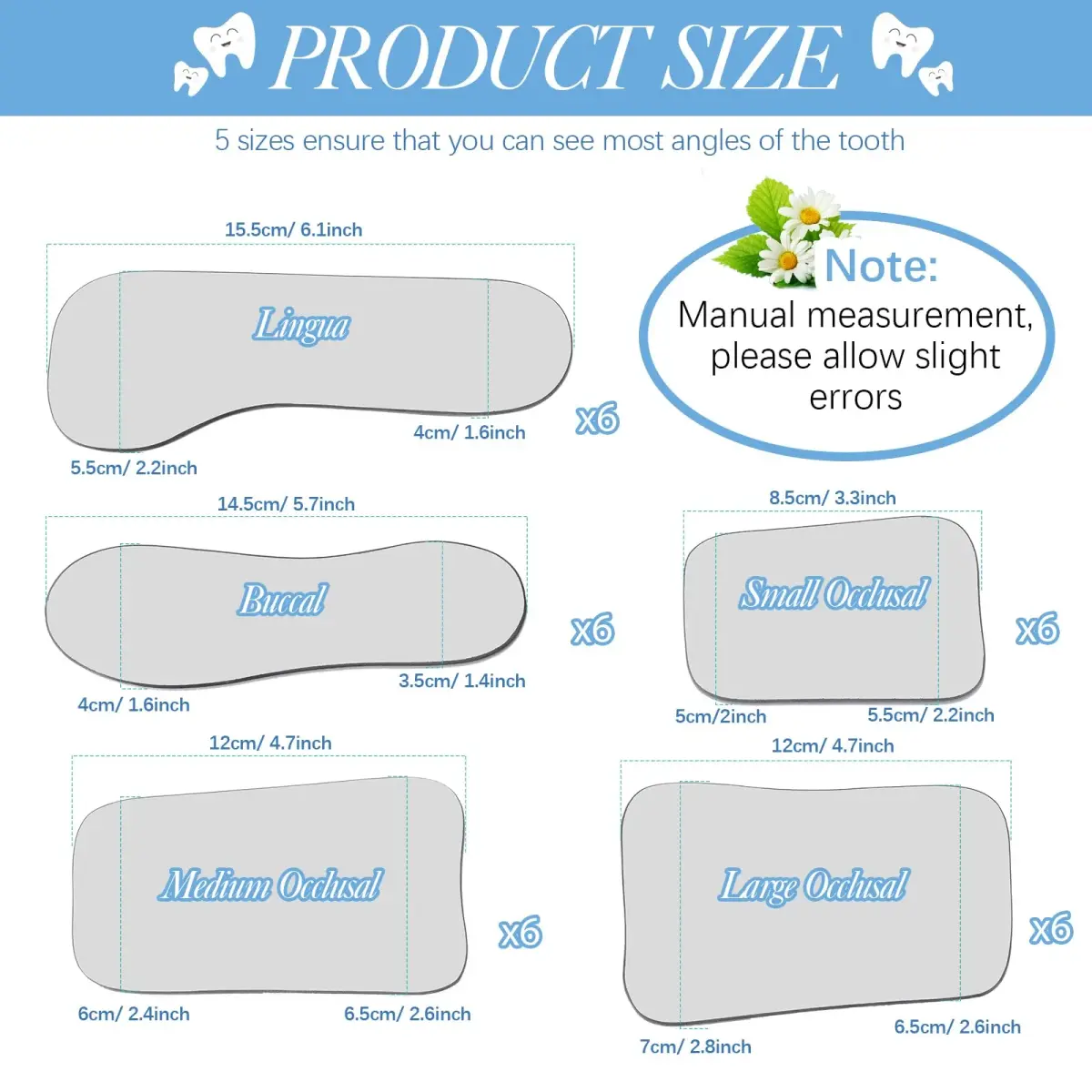 Frienda 30Pcs Dental Photography Intraoral Mirror Set | 5 Shapes for Oral Checks & Photography - view 2