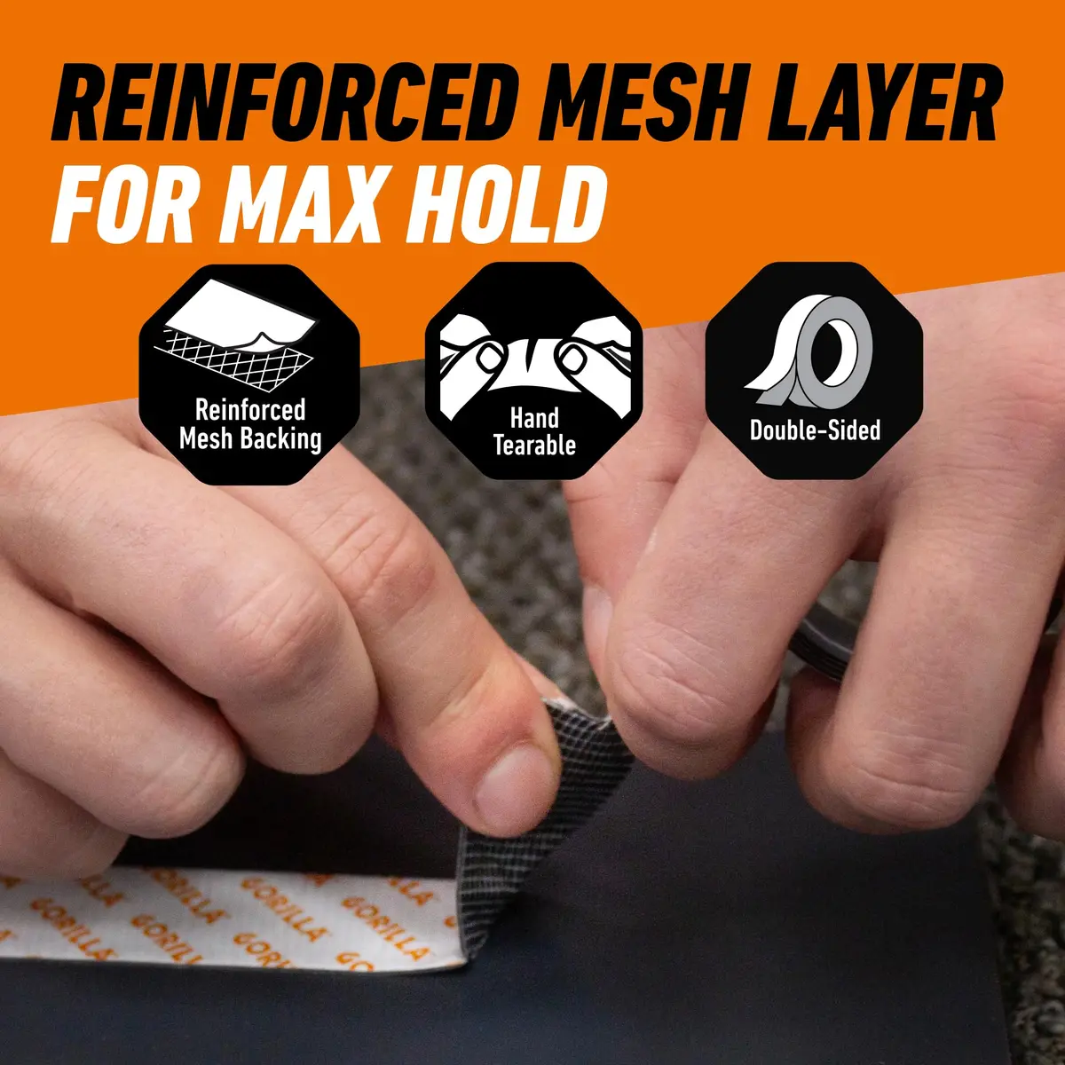 GORILLA Max Strength Heavy Duty Mounting Tape 1 in x 60 in (2.54 cm x 152.4 cm) | Holds Up to 45 lbs - view 3