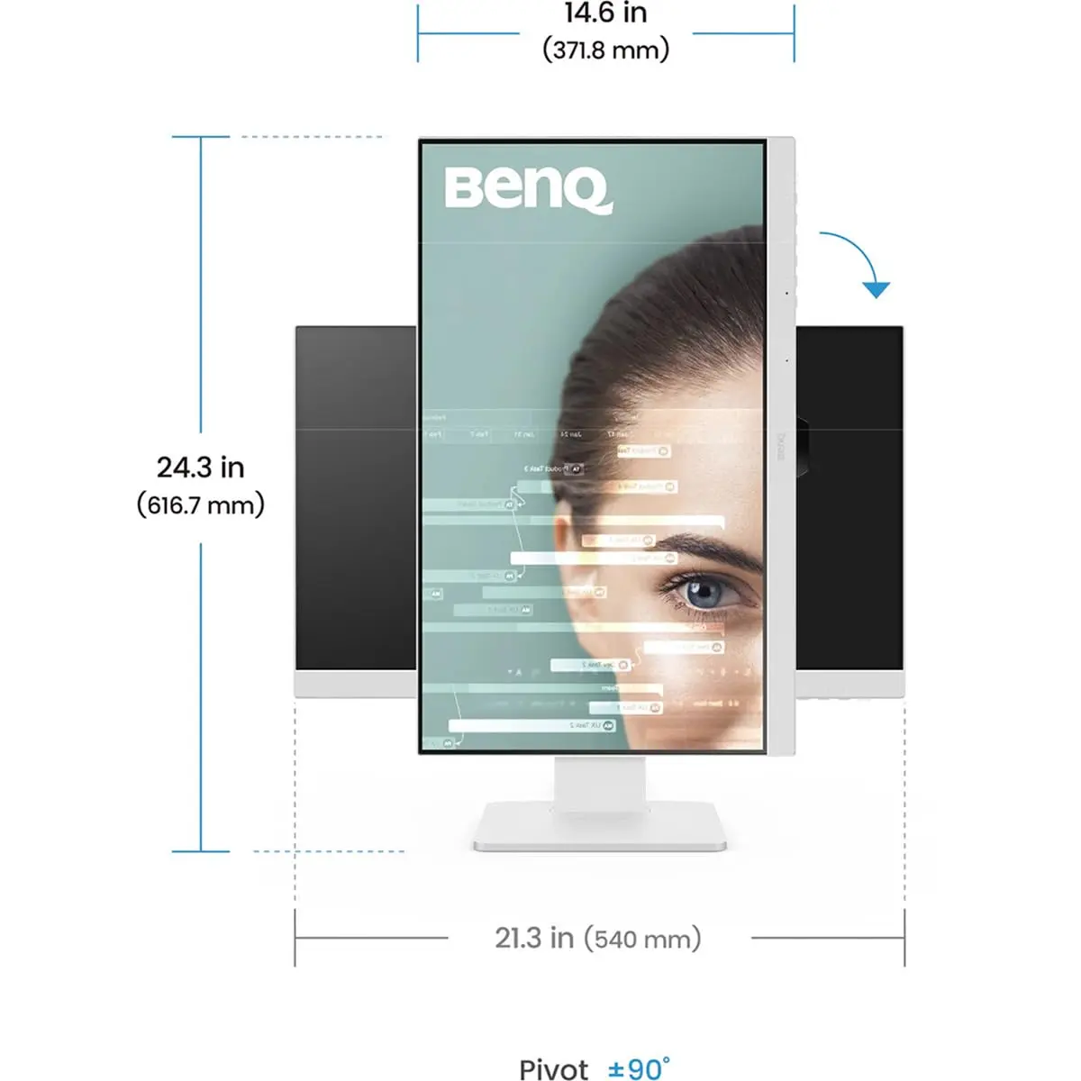 BenQ GW2486TC Office USB hub Monitor 24" 1080p | Eye-Care IPS | Height Adjustable | White - view 4