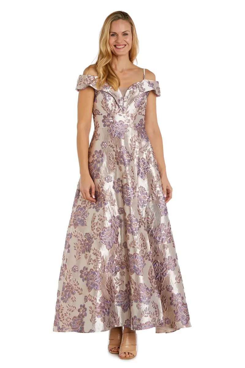 NIGHTWAY Long Off-The-Shoulder Metallic Floral Brocade Gown | Elegant Evening Dress for Women (70-120c) - main product image