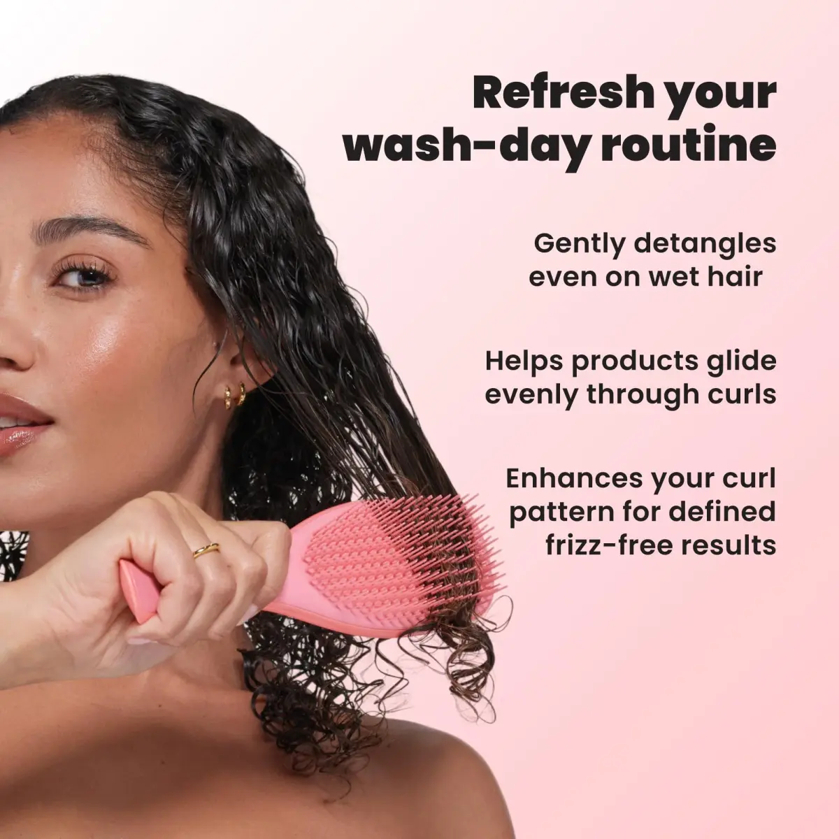 Tangle Teezer Ultimate Detangler Curly Hair Brush, Regular Size, Coral Pink | Patented Two-Tier Teeth for 3C-4C Hair - view 7