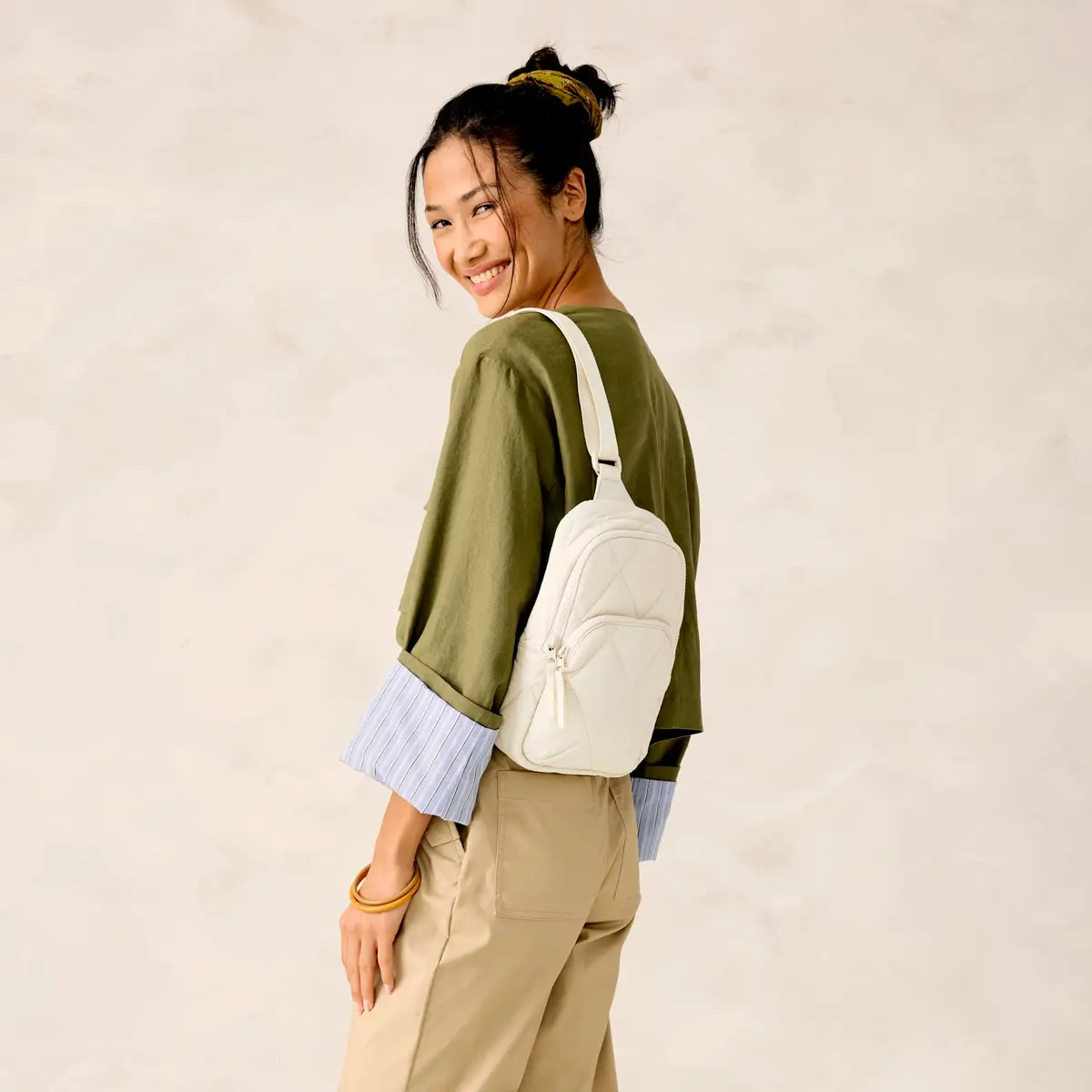Vera Bradley Featherweight Lorman Sling Backpack | Lightweight, Water-Resistant, Pumice Stone - view 6