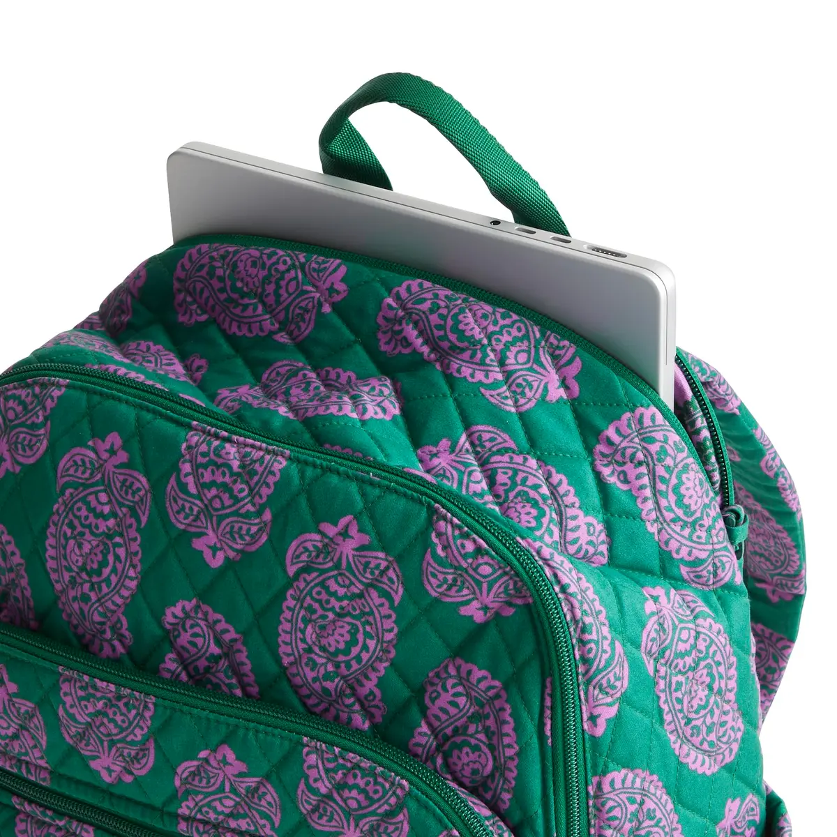 Vera Bradley Bancroft Backpack - Premium Cotton, Paisley Green Jacket | Spacious, Water-Resistant, 15" Laptop - view 5
