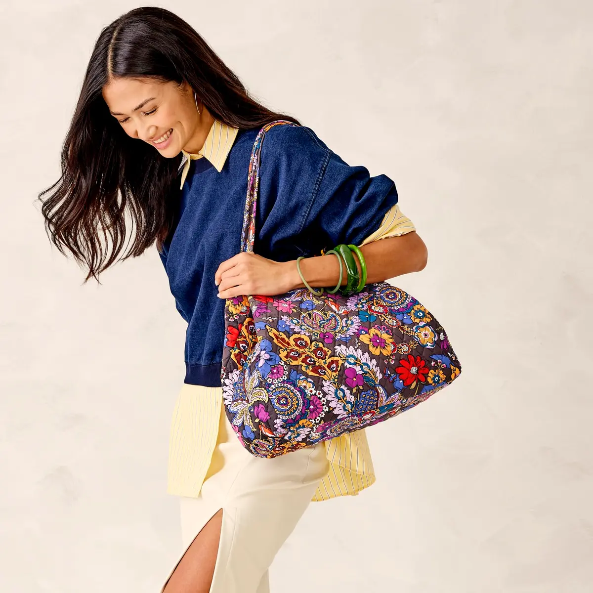 Vera Bradley Premium Cotton Hathaway Tote | Colorful Floral Design, One Size - view 2