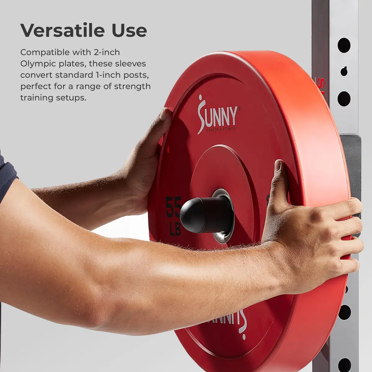 Sunny Health & Fitness Olympic Plate Sleeve Adapter 1" to 2" | Converts 1" Posts to 2" Olympic Fit - view 3