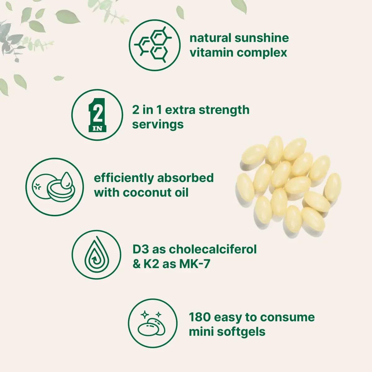 Micro Ingredients Vitamin D3 K2 MK-7 10,000 IU 200mcg 180 Mini Softgels | Bone & Immune Support - view 3