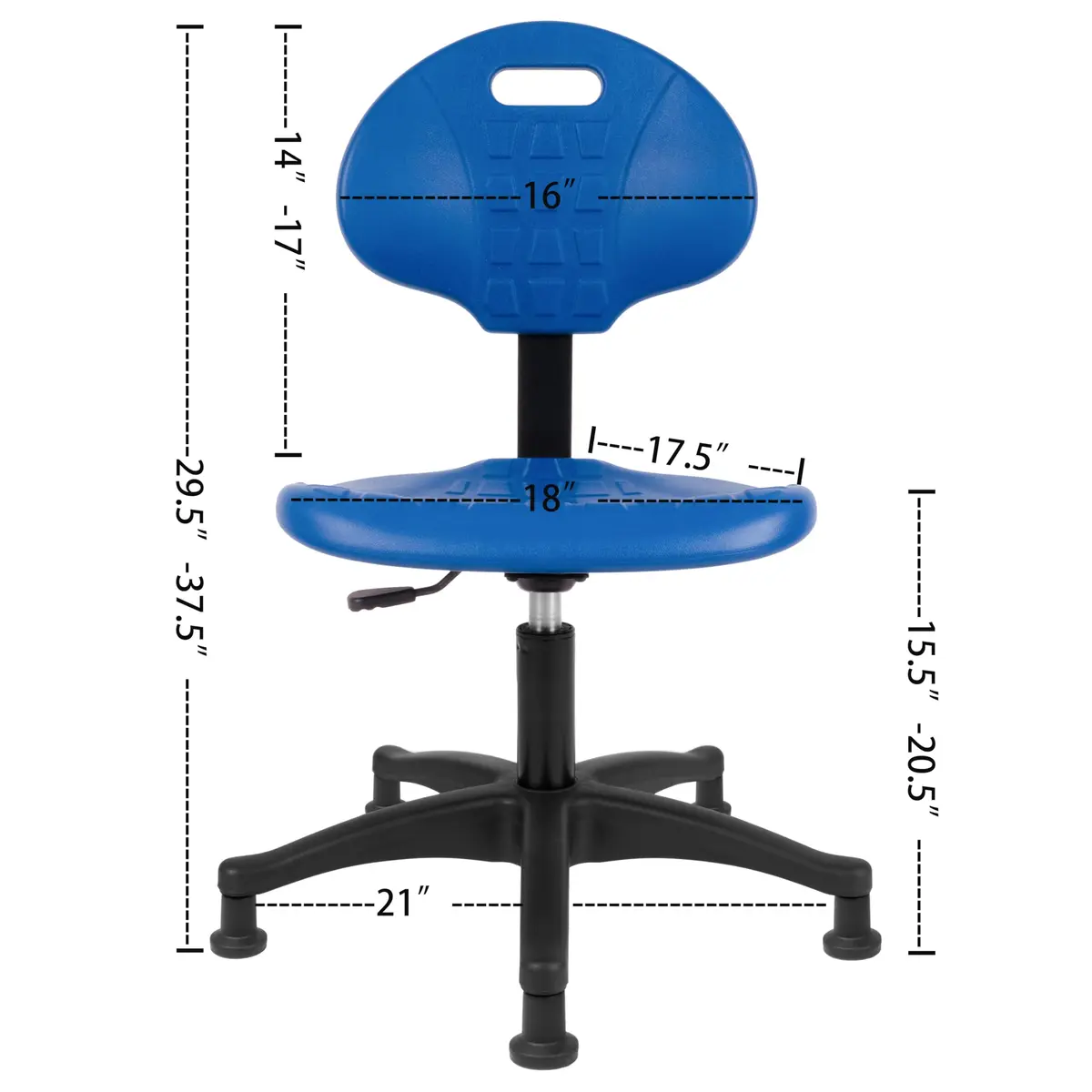 TAKE UR SEAT® Deluxe Polyurethane Lab Stool Chair, 5" Adjustable, Blue (Glide) | Industrial & Scientific Lab Seat - view 6