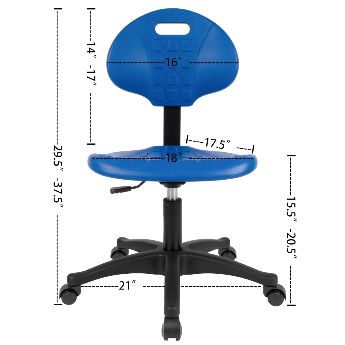 TAKE UR SEAT® Deluxe Polyurethane Lab Stool Chair, 5" Adjustable, Table Height, Blue - view 6