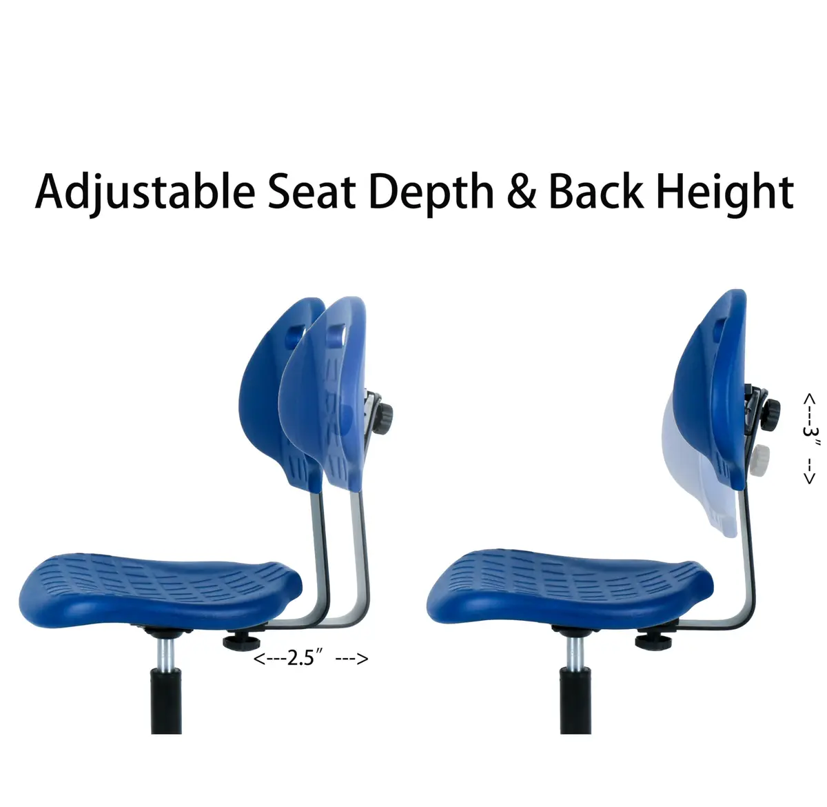 TAKE UR SEAT® Deluxe Polyurethane Lab Stool Chair, 5" Adjustable, Table Height, Blue - view 4