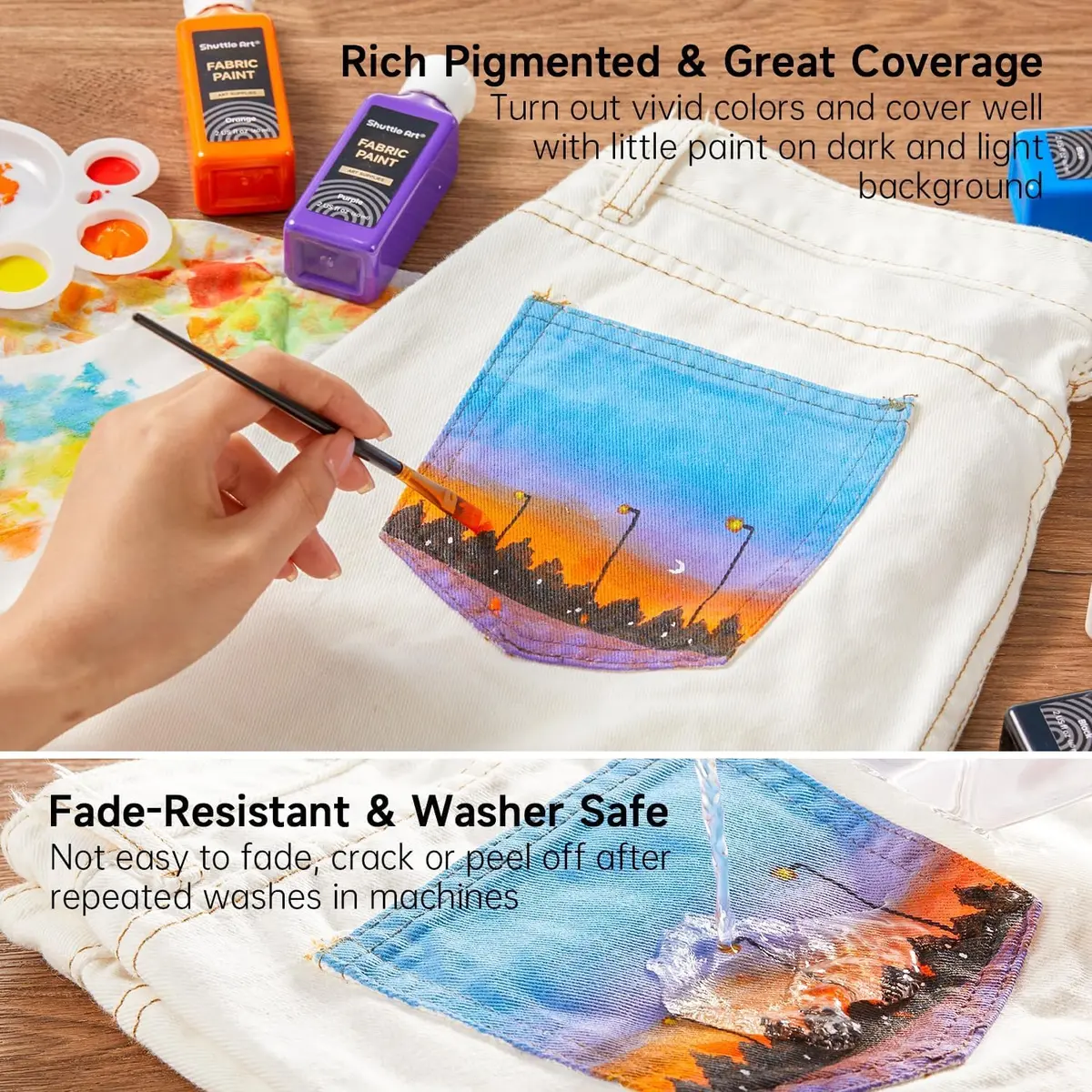 Shuttle Art Fabric Paint 24 Colors | Permanent & Washable Textile Paint for DIY Crafts - view 5
