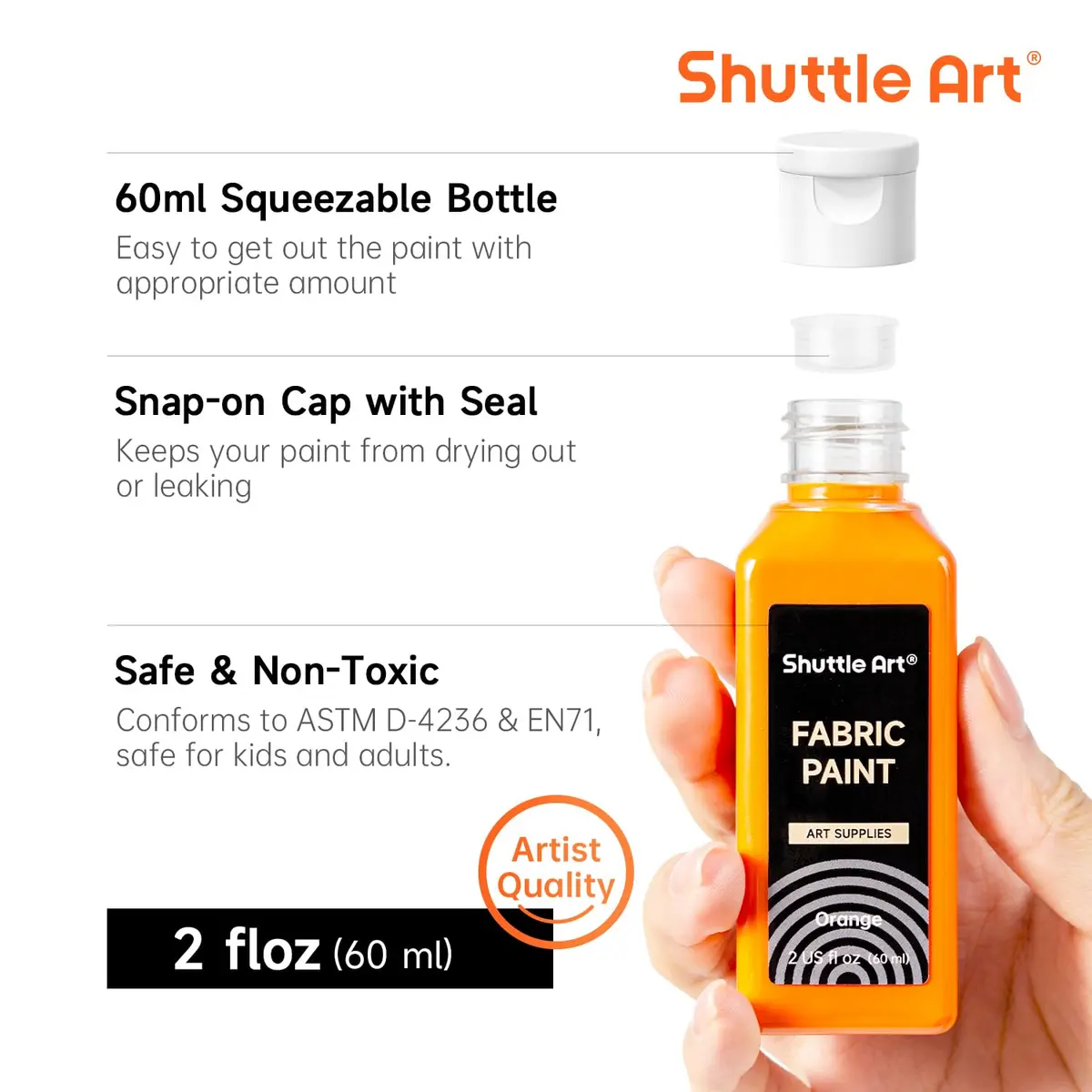 Shuttle Art Fabric Paint 24 Colors | Permanent & Washable Textile Paint for DIY Crafts - view 4
