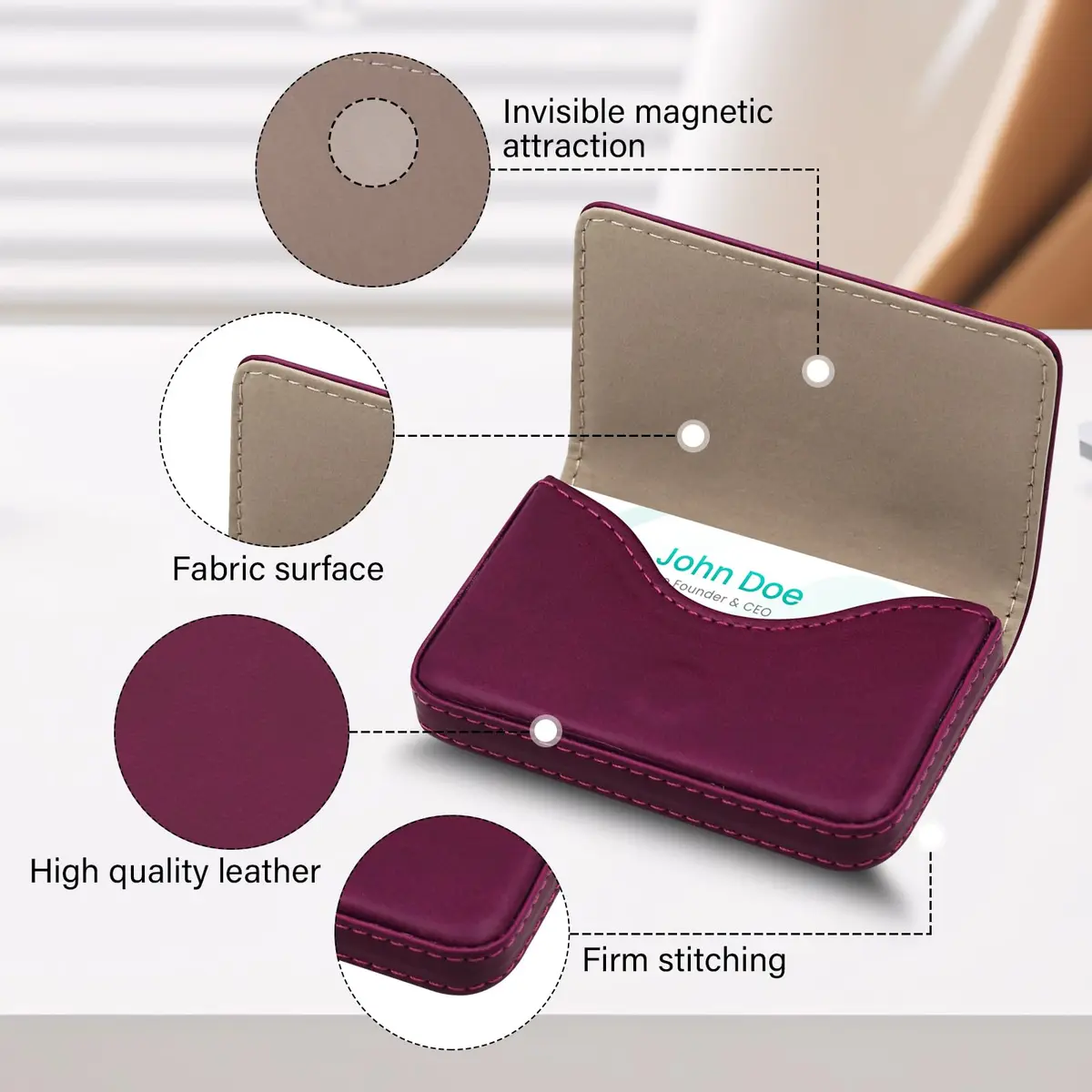 AI-DEE RFID Blocking Wallet Minimalist Leather Business Credit Card Holder 8.9cm (3.5in) | Slim Card Case for Men & Women - view 3