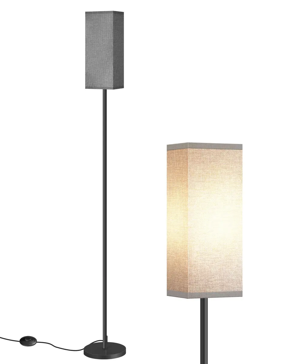 GOEBLESON Floor Lamp, Modern Standing Lamp with Foot Switch, 64.6" Tall, Black & Gray | Minimalist Freestanding Light for Living Room & Bedroom - main product image