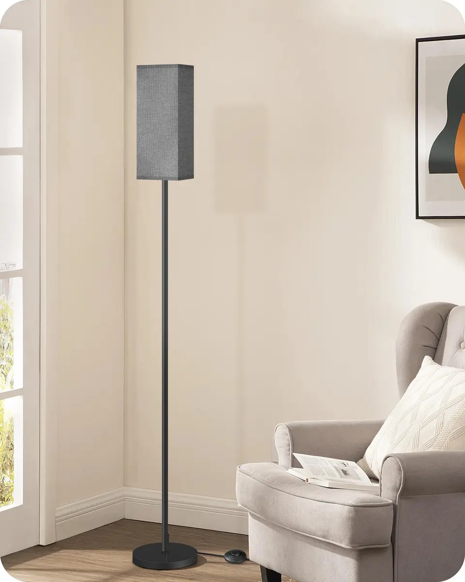 GOEBLESON Floor Lamp, Modern Standing Lamp with Foot Switch, 64.6" Tall, Black & Gray | Minimalist Freestanding Light for Living Room & Bedroom - view 6