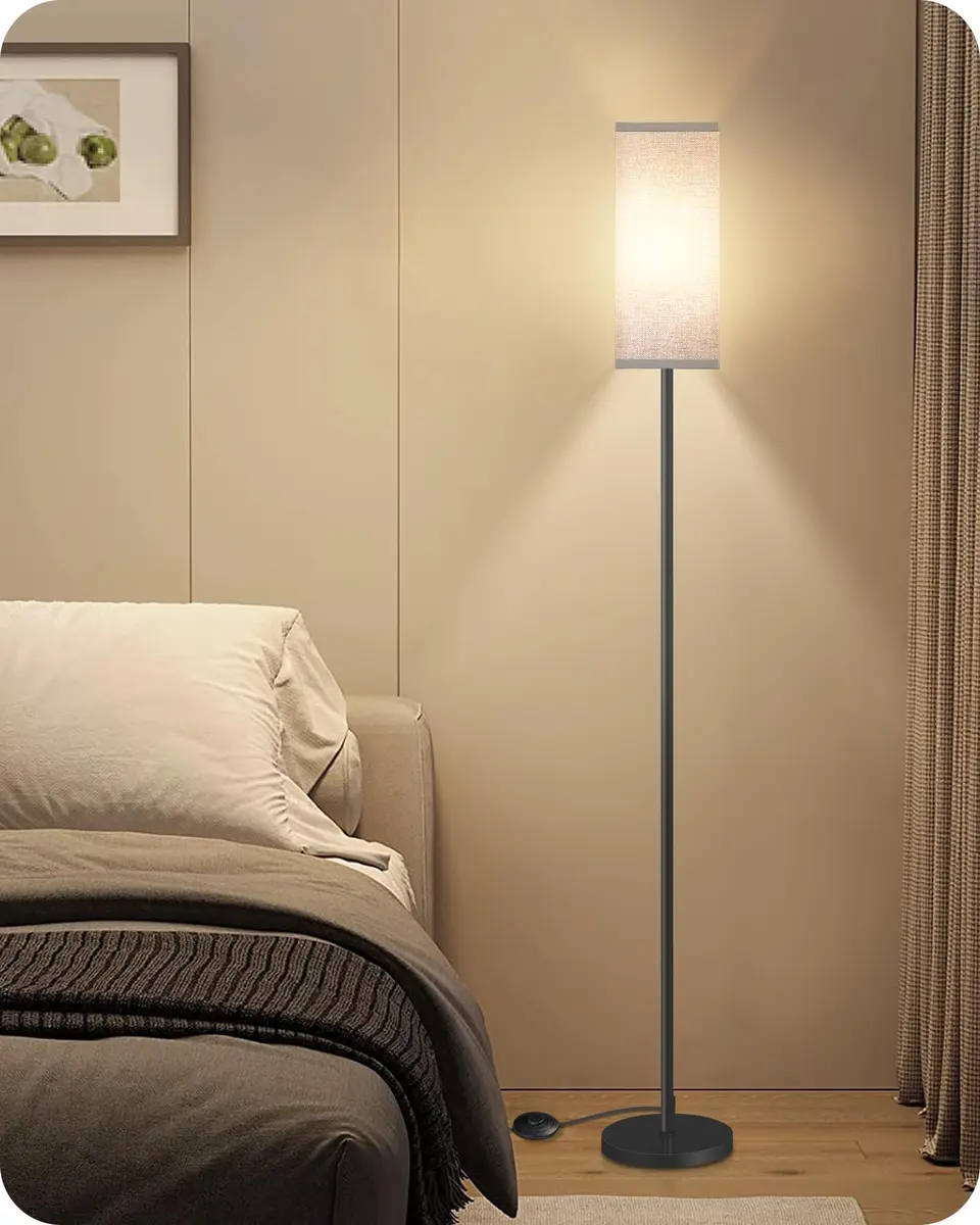 GOEBLESON Floor Lamp, Modern Standing Lamp with Foot Switch, 64.6" Tall, Black & Gray | Minimalist Freestanding Light for Living Room & Bedroom - view 9