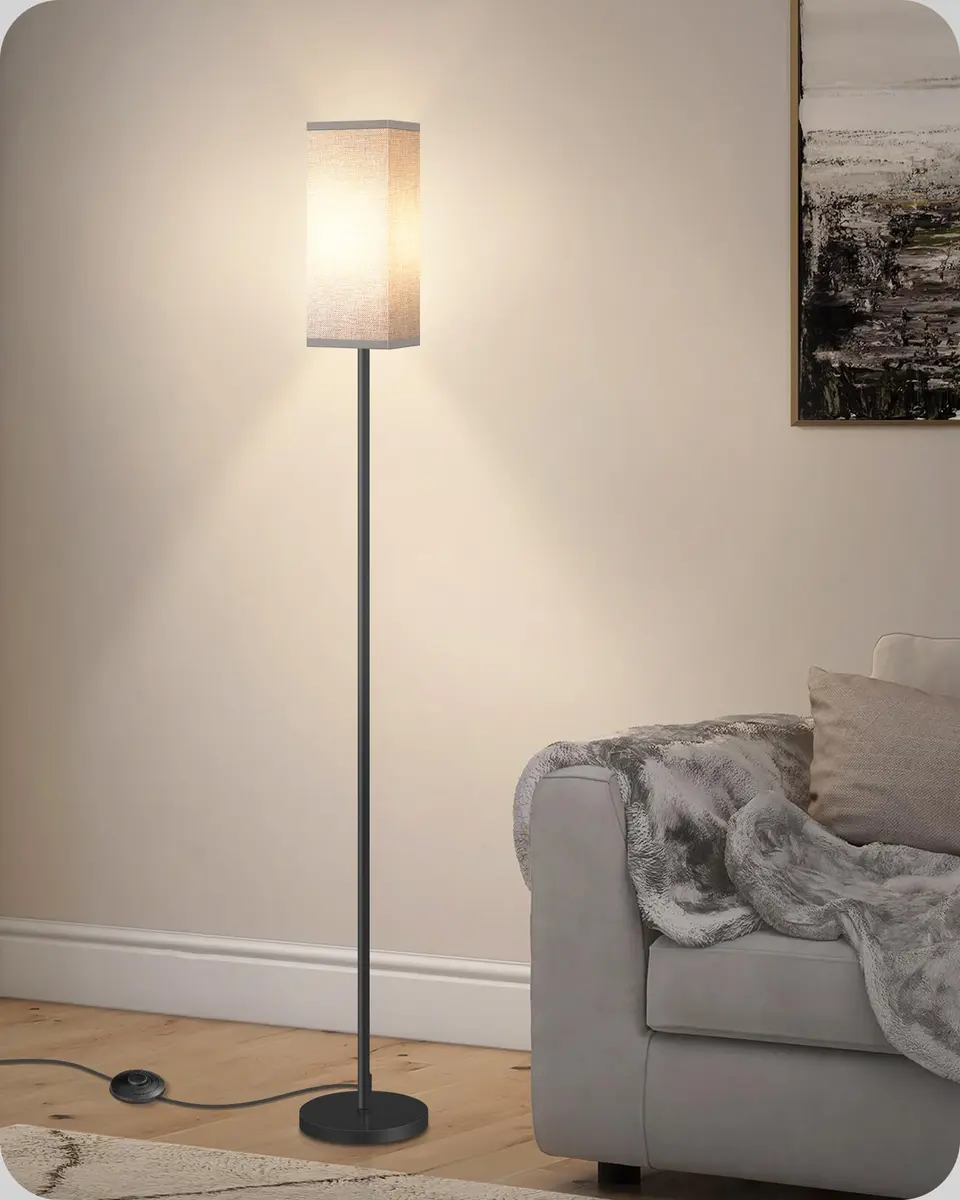 GOEBLESON Floor Lamp, Modern Standing Lamp with Foot Switch, 64.6" Tall, Black & Gray | Minimalist Freestanding Light for Living Room & Bedroom - view 2