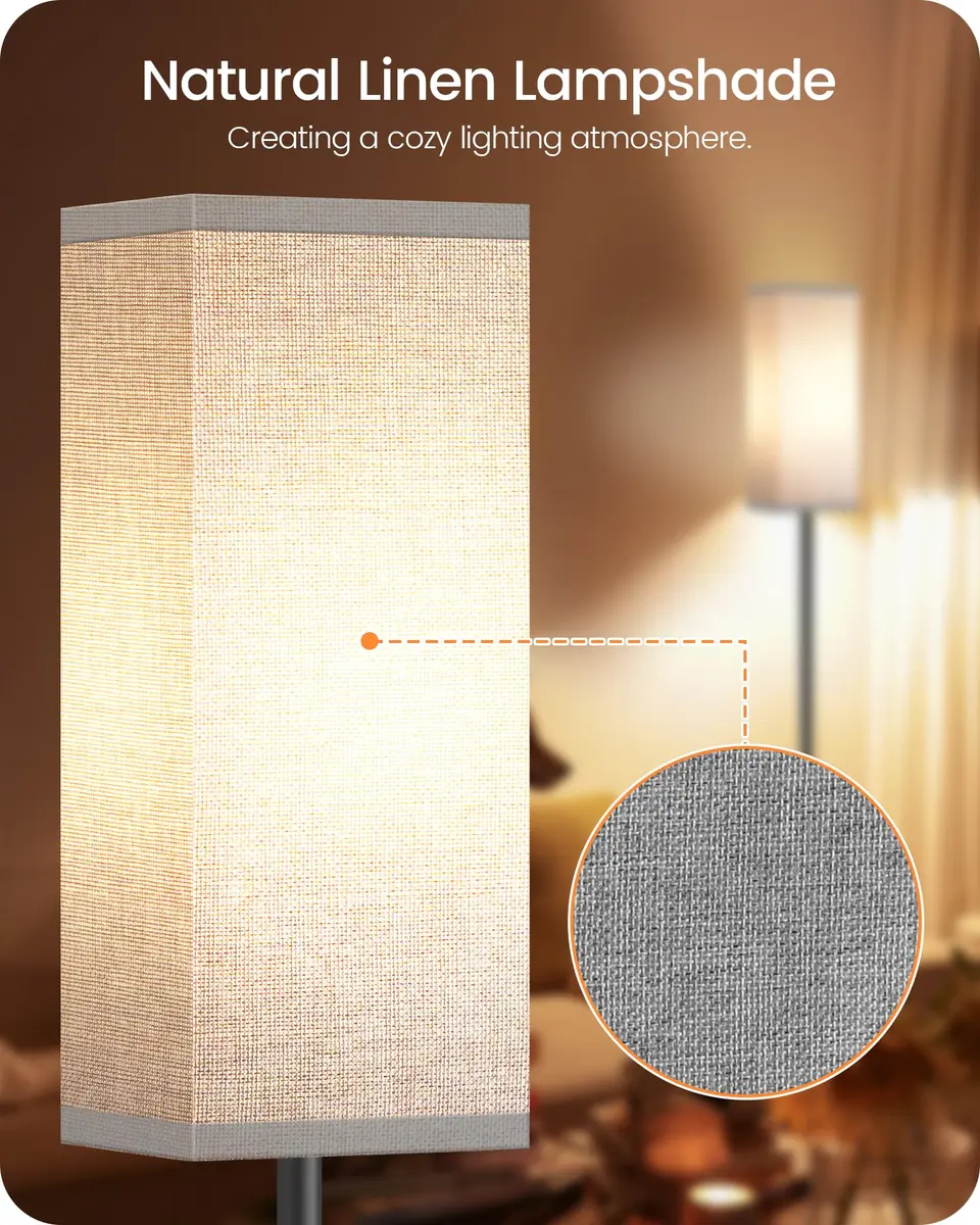 GOEBLESON Floor Lamp, Modern Standing Lamp with Foot Switch, 64.6" Tall, Black & Gray | Minimalist Freestanding Light for Living Room & Bedroom - view 4