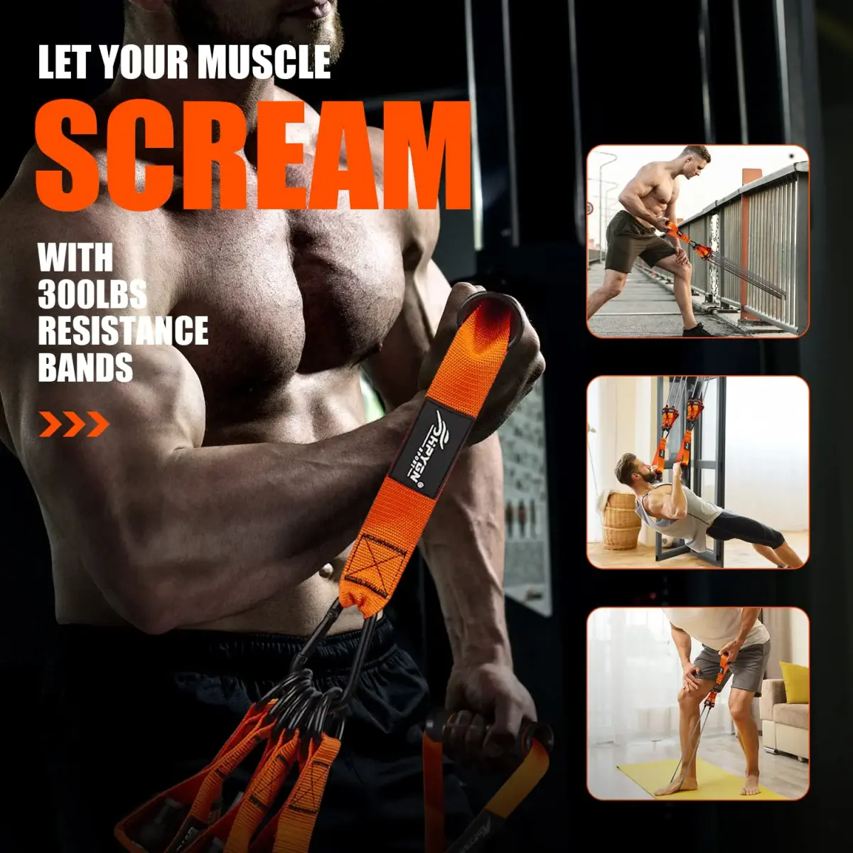 HPYGN Heavy Resistance Bands Set with Handles, 420LBS Total Tension | Workout Bands for Men, Strength Training Home Gym Equipment - view 5