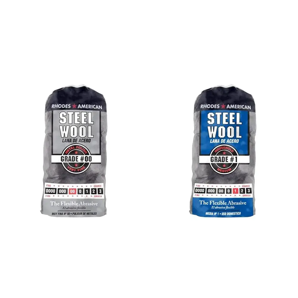 Homax Rhodes American Steel Wool Pads #00 Very Fine & #1 Medium, 24 Pads Total | Polishing, Buffing & Refinishing - main product image