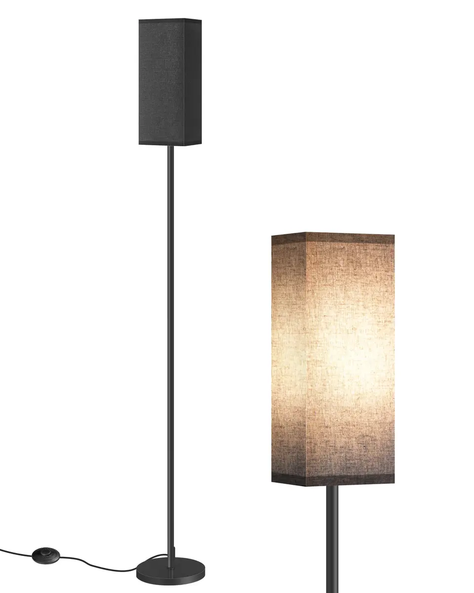 GOEBLESON Floor Lamp, Modern Standing Lamp Shade, 7.9"L x 7.9"W x 64.6"H, Black | Minimalist Living Room Light - main product image