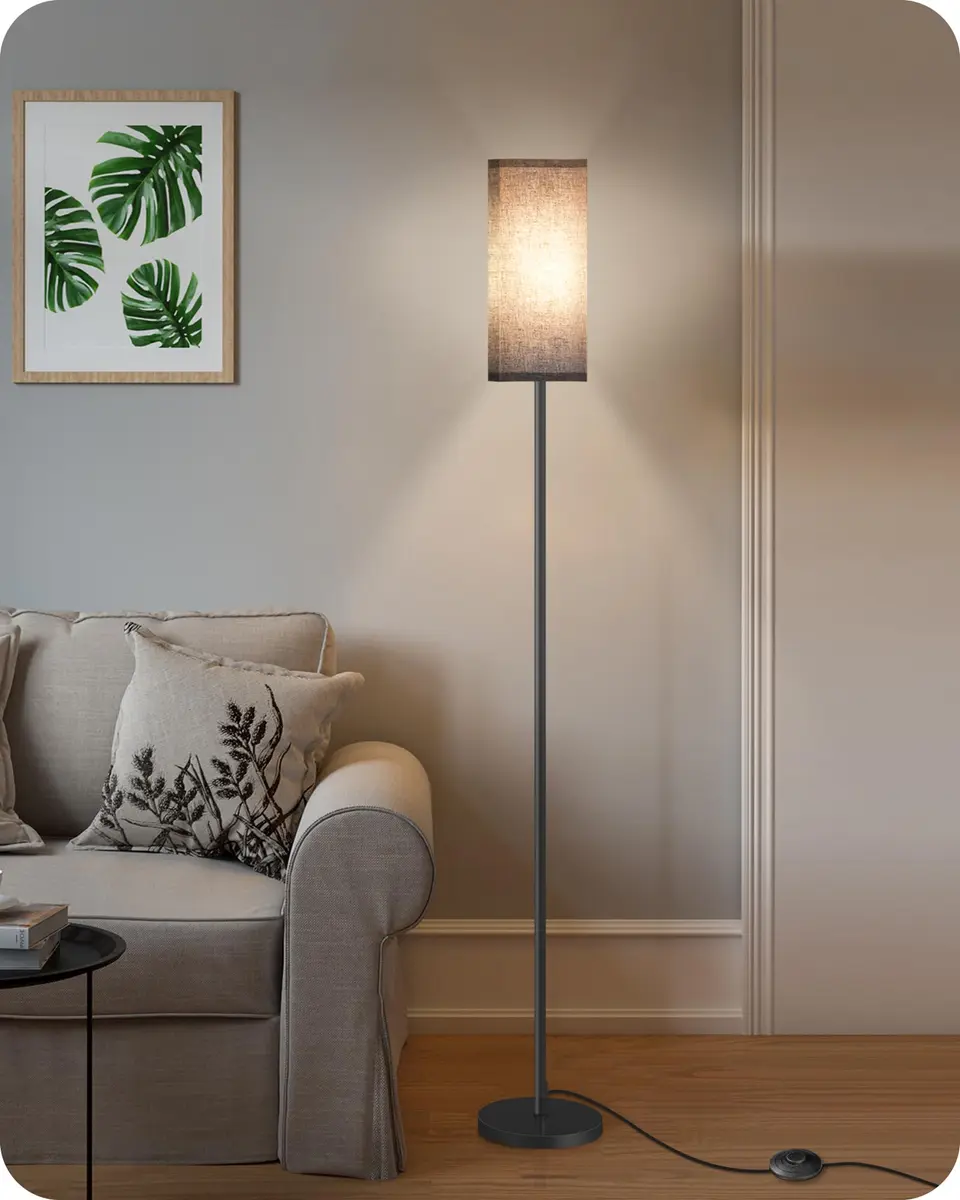 GOEBLESON Floor Lamp, Modern Standing Lamp Shade, 7.9"L x 7.9"W x 64.6"H, Black | Minimalist Living Room Light - view 8