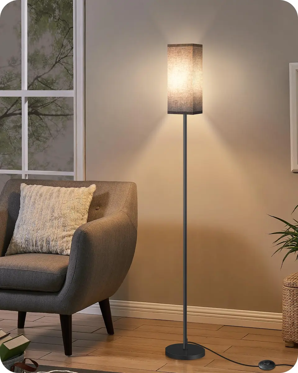 GOEBLESON Floor Lamp, Modern Standing Lamp Shade, 7.9"L x 7.9"W x 64.6"H, Black | Minimalist Living Room Light - view 2