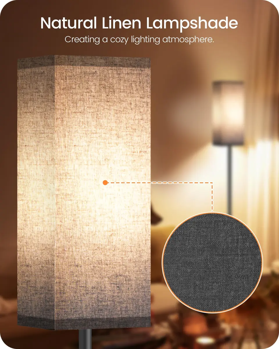 GOEBLESON Floor Lamp, Modern Standing Lamp Shade, 7.9"L x 7.9"W x 64.6"H, Black | Minimalist Living Room Light - view 4