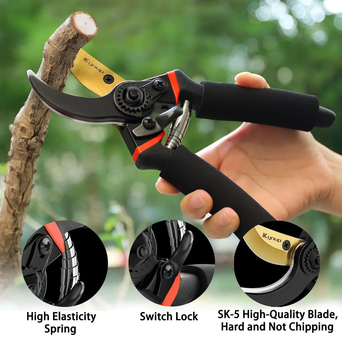 Kynup 3Pack Pruning Shears, Garden Shears, Pruning Shears for Gardening, Gardening Shears Scissors Clippers, Garden Tools Set with Gloves, Stainless Steel, Soft Grip Handle - view 2