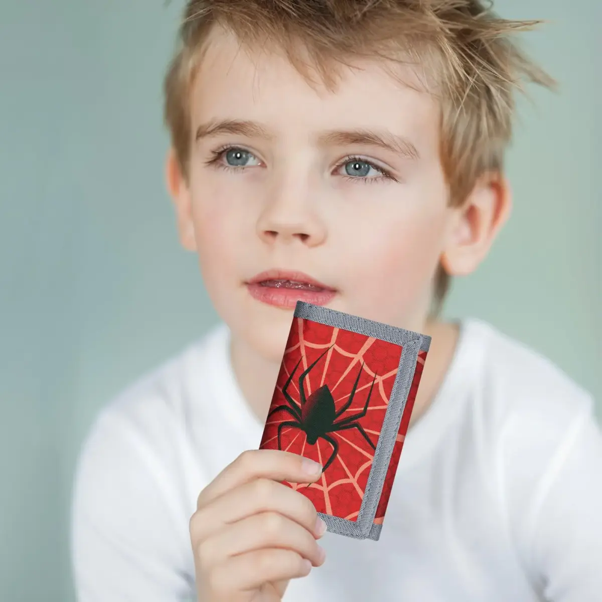 AI-DEE RFID Trifold Canvas Spider Web Wallet for Kids - Durable Hook & Loop Closure - view 2