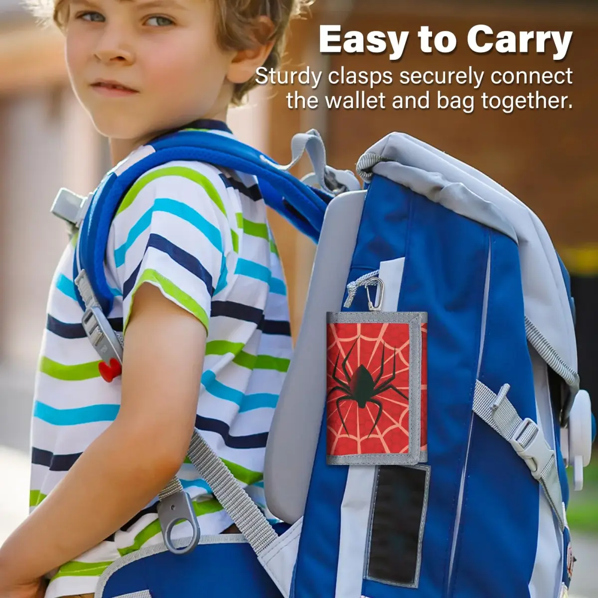 AI-DEE RFID Trifold Canvas Spider Web Wallet for Kids - Durable Hook & Loop Closure - view 4