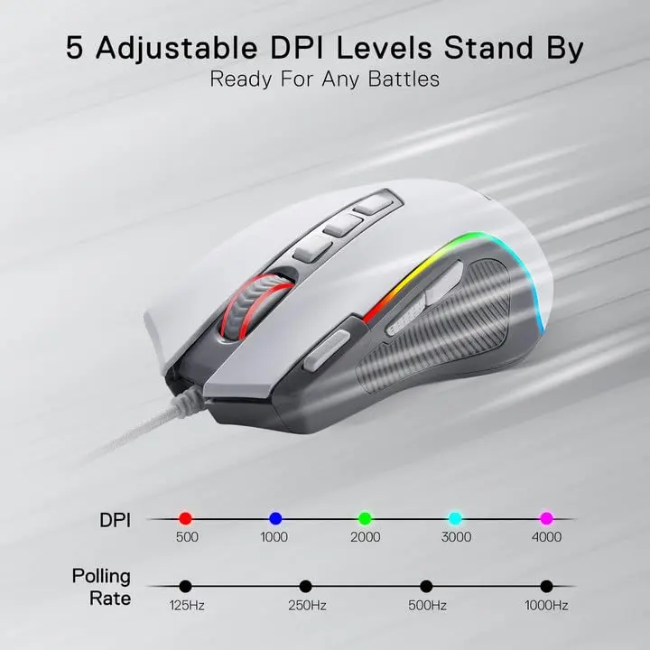 Redragon M612 Wired RGB Optical Gaming Mouse 8000 DPI, 170g (6oz) | 9 Programmable Buttons, 5 DPI Levels - view 4