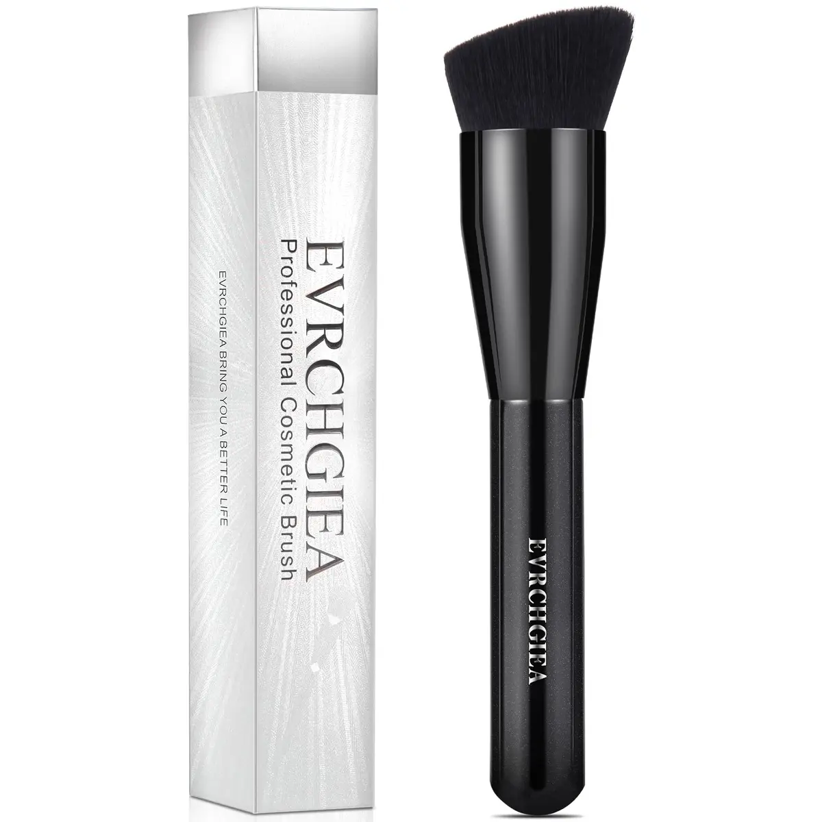 EVRCHGIEA Foundation Brush Flat Top Kabuki for Liquid, Cream & Powder | Travel Size Face Blending Brush - main product image
