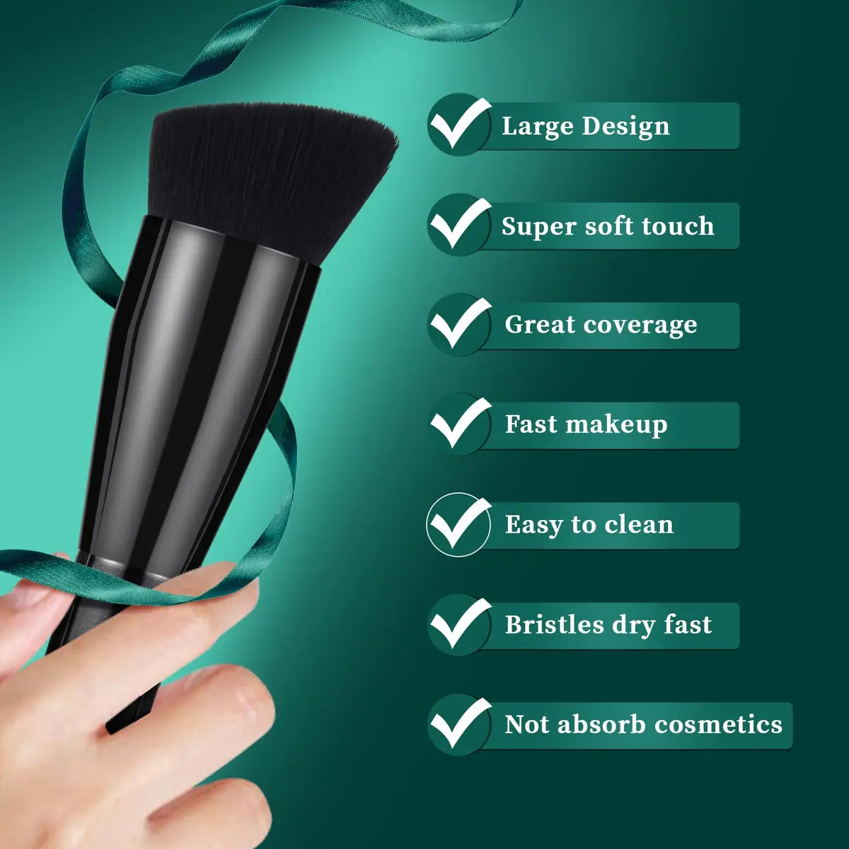 EVRCHGIEA Foundation Brush Flat Top Kabuki for Liquid, Cream & Powder | Travel Size Face Blending Brush - view 5