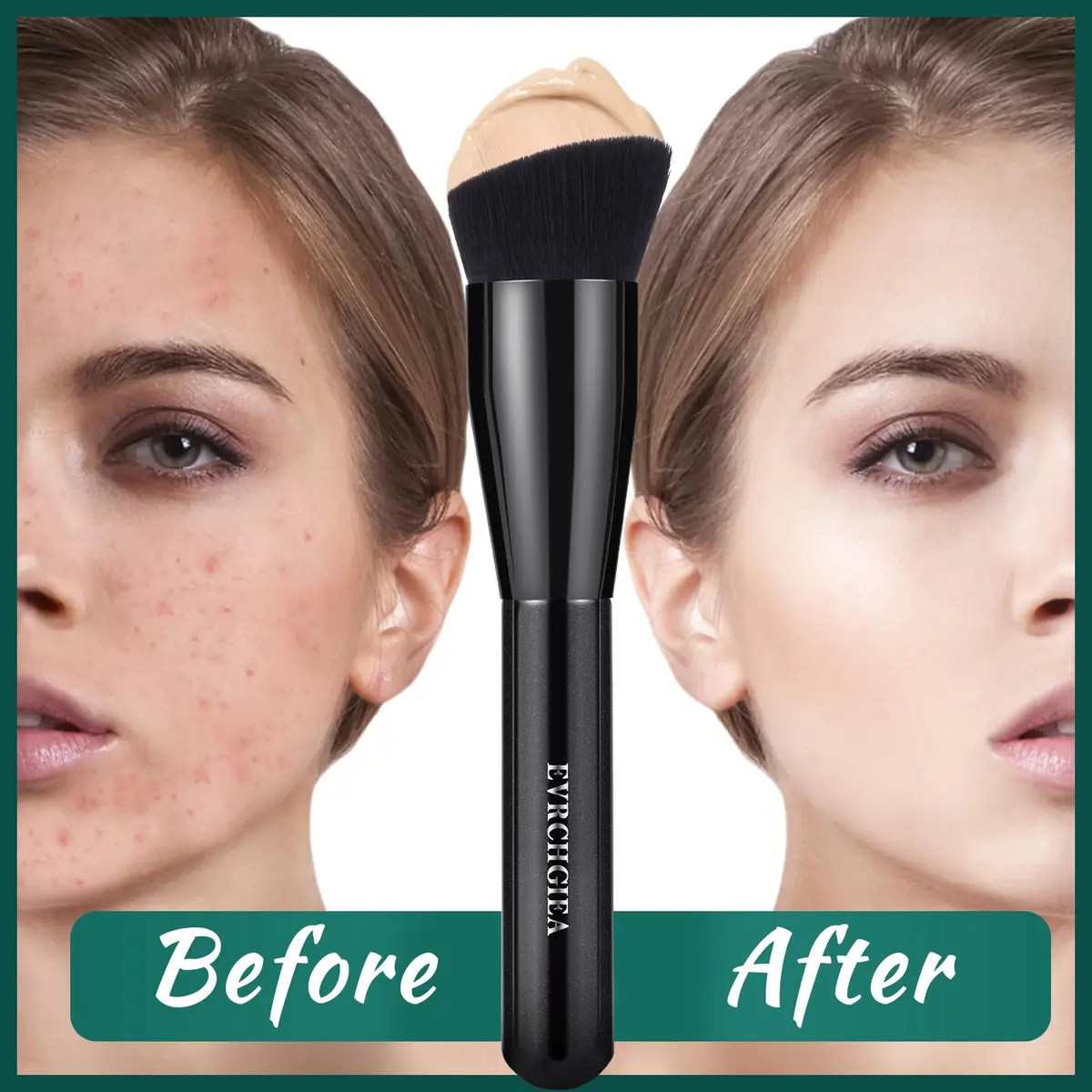 EVRCHGIEA Foundation Brush Flat Top Kabuki for Liquid, Cream & Powder | Travel Size Face Blending Brush - view 4