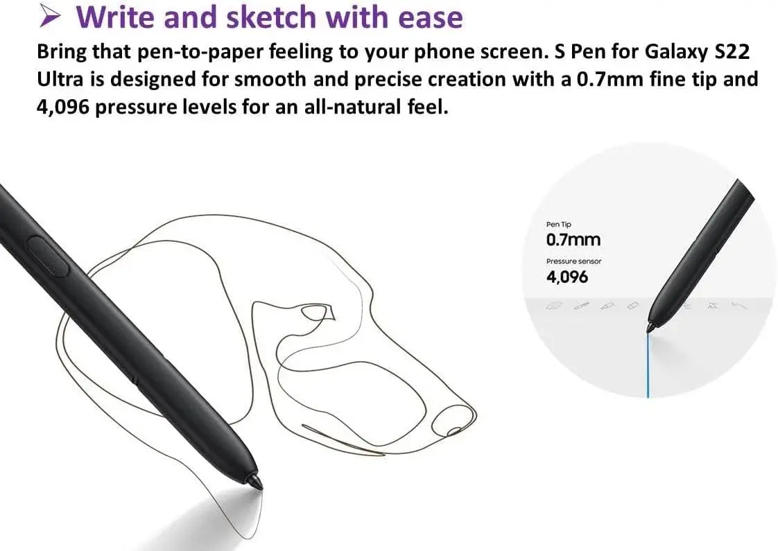 YJSK S Pen Replacement for Samsung Galaxy S22 Ultra 5G Stylus Pen 4096 Pressure Levels, Air Command Control + 5 Tips (Burgundy) - view 5
