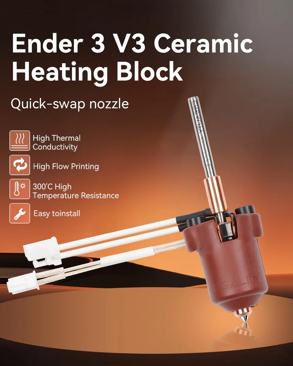 Creality Ender 3 V3 Plus/3 V3 Ceramic Hotend Kit Supports 300°C | High-Speed 600mm/s Printing - view 2